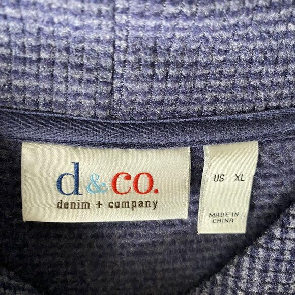 Denim & Co.  Waffle Knit Pullover Sweater Womens XL Blue Pockets Cozy Comfy Fall - Picture 2 of 16